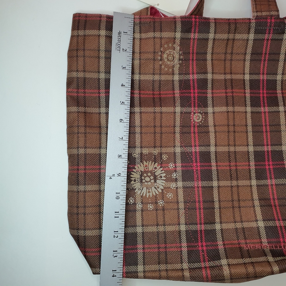 Merrell Large Tote Bag Plaid Brown Reversible tote bag NWT - Picture 7 of 11
